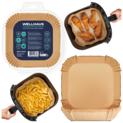 3x WELLHAUS Wkład do frytkownicy Air Fryer Kwadrat 16x16 cm x100sztuk