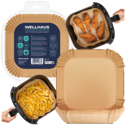 3x WELLHAUS Wkład do frytkownicy Air Fryer Kwadrat 20x20 cm x100sztuk