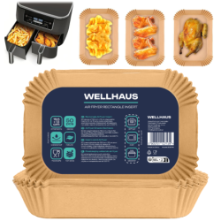 WELLHAUS Wkład do frytkownicy Air Fryer Prostokąt 19,5x13cm x50 sztuk