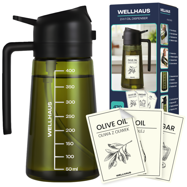 Dyspenser do oleju/octu 470ml czarny WELLHAUS