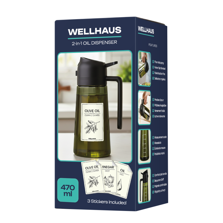 Dyspenser do oleju/octu 470ml czarny WELLHAUS