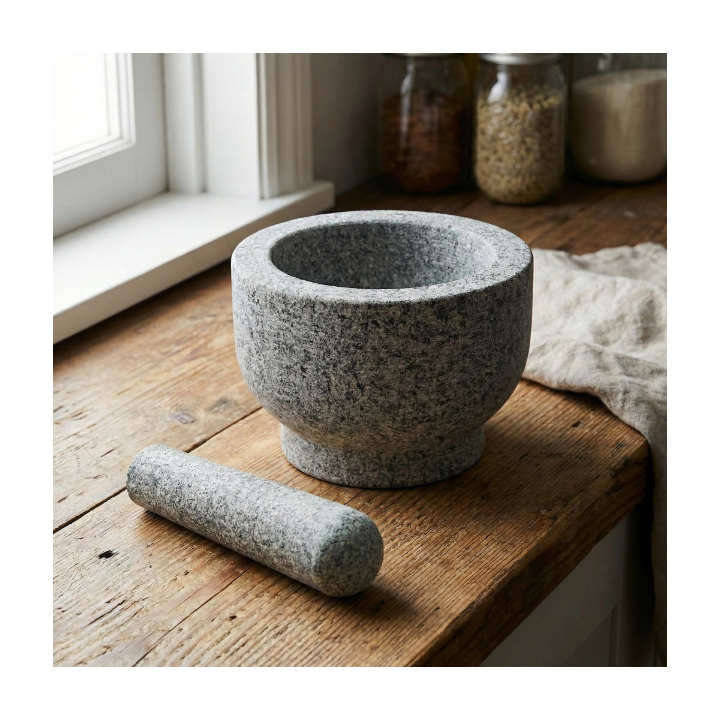 Moździerz z tłuczkiem 14x10 cm granitowy szary WELLHAUS
