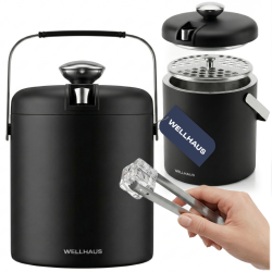 Wiaderko do lodu ze szczypcami 1,3l czarne WELLHAUS