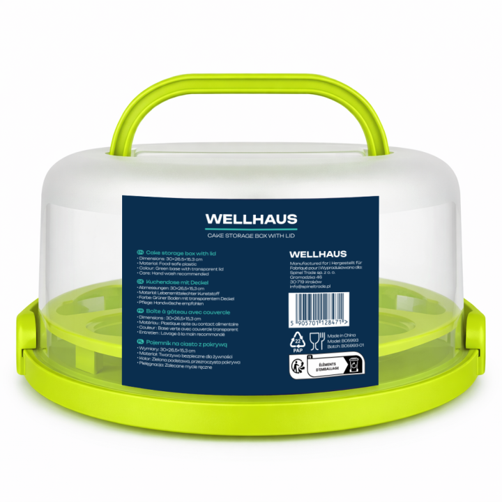 Pojemnik na ciasto QZ2025 zielony 30x26,5x15,3 cm WELLHAUS