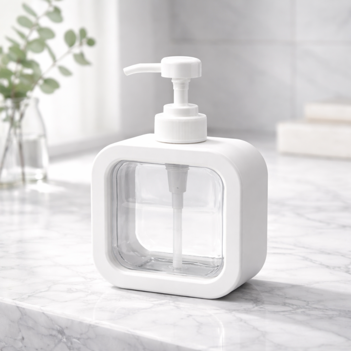 Butelka na mydło/szampon 500ml biała kwadratowa WELLHAUS