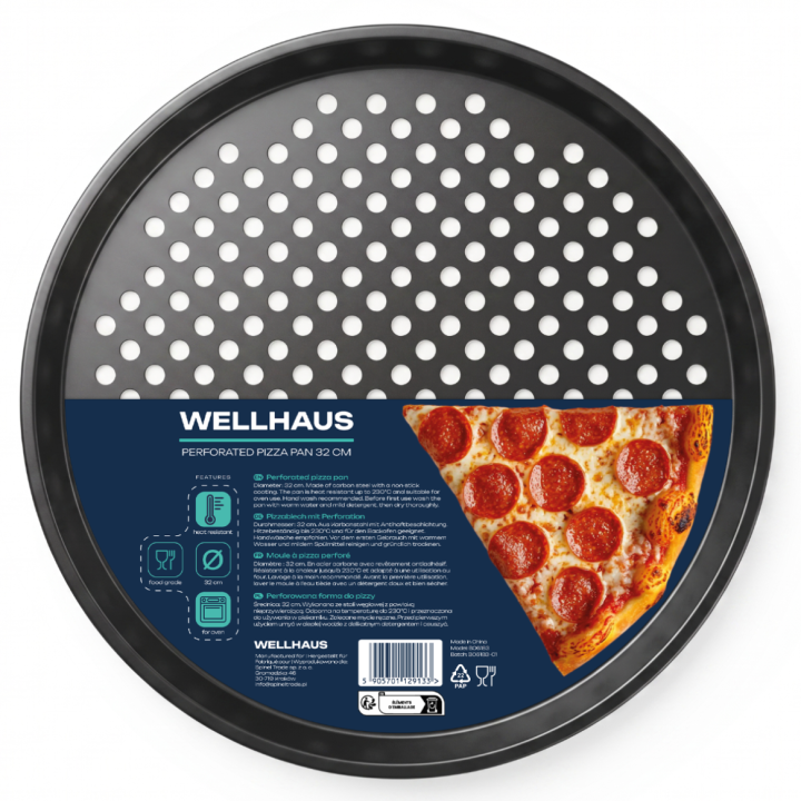 Forma do pieczenia pizzy o średnicy 32 cm z otworami WELLHAUS