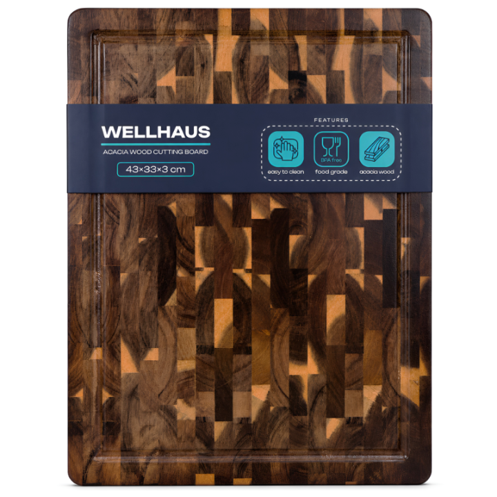 Deska kuchenna z drewna akacjowego 43x33x3cm WELLHAUS