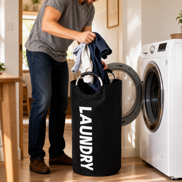 Torba na pranie z nadrukiem czarna 80L WELLHAUS