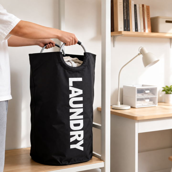 Torba na pranie z nadrukiem czarna 80L WELLHAUS