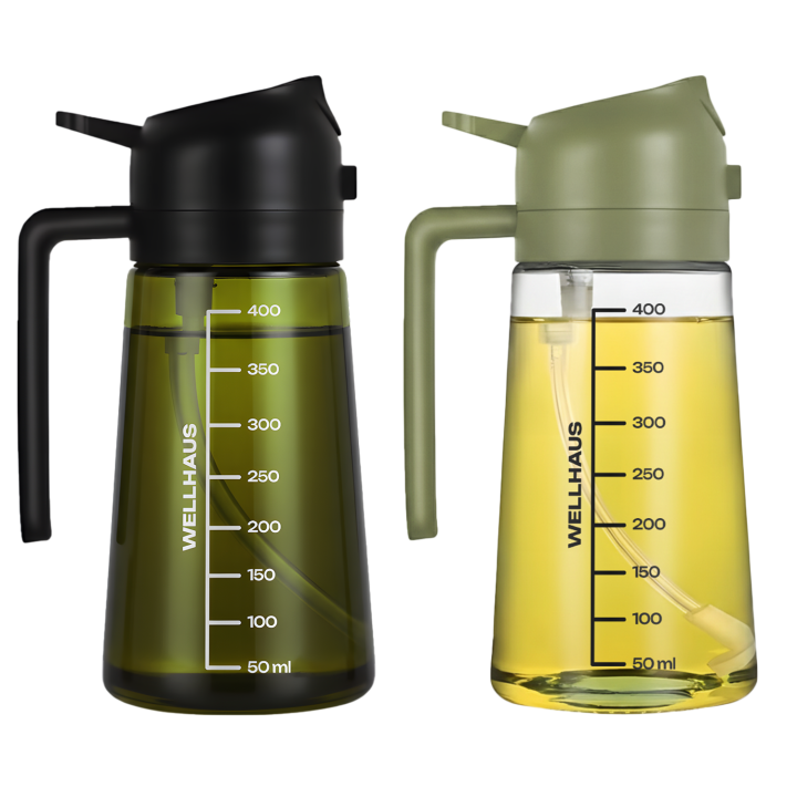 2x Dyspenser spryskiwacz do oleju/octu (zielony + czarny) 470ml WELLHAUS