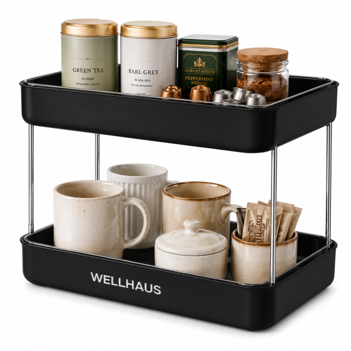 2-piętrowy organizer kuchenny czarny B3155-2 WELLHAUS