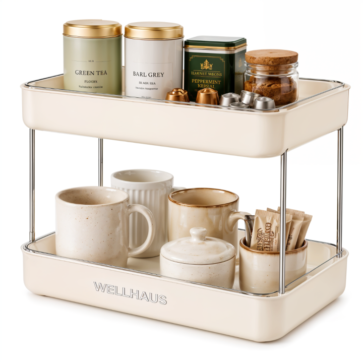 2-piętrowy organizer kuchenny beżowy B3156-2  WELLHAUS