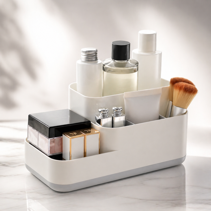 Organizer do przechowywania kosmetyków biało-szary WELLHAUS