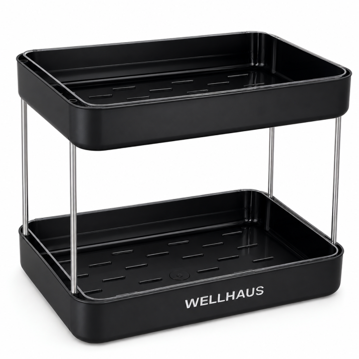2-piętrowy organizer kuchenny czarny B3155-2 WELLHAUS