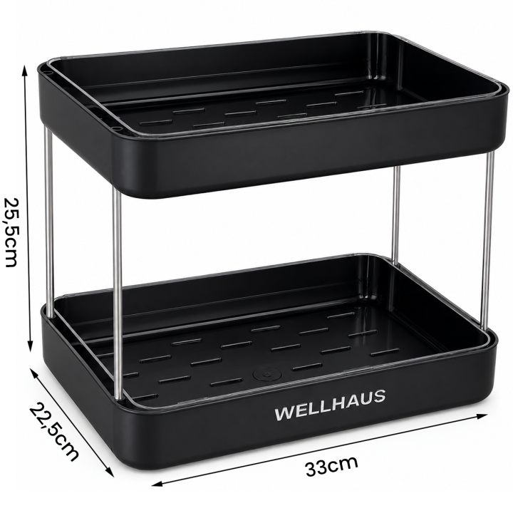 2-piętrowy organizer kuchenny czarny B3155-2 WELLHAUS
