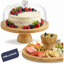 Patera na tort z drewna bambusowego okrągła 30 cm  WELLHAUS