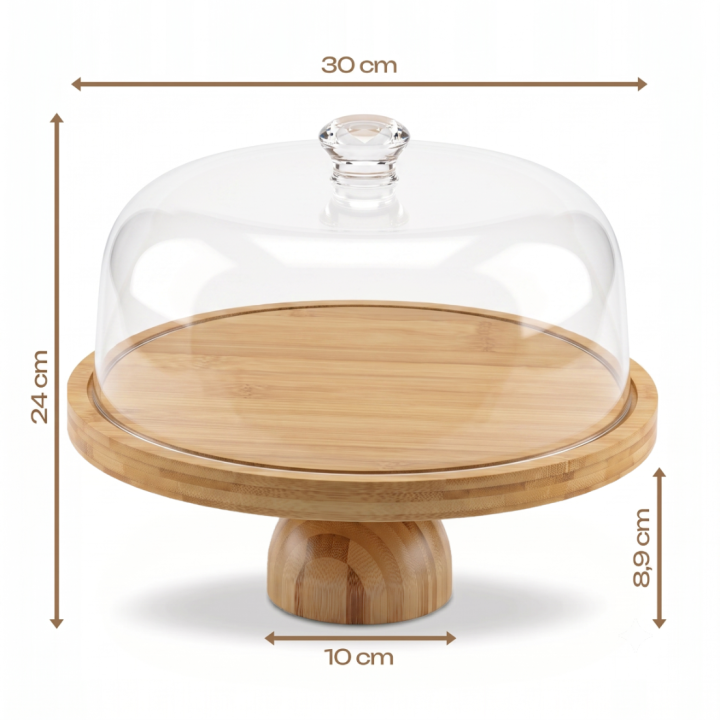 Patera na tort z drewna bambusowego okrągła 30 cm  WELLHAUS