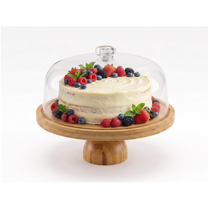 Patera na tort z drewna bambusowego okrągła 30 cm  WELLHAUS